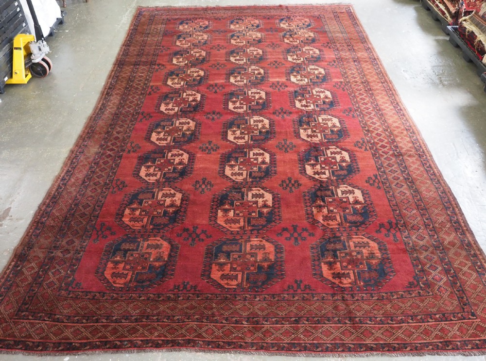 antique afghan ersari turkmen carpet of traditional design large size circa 1900