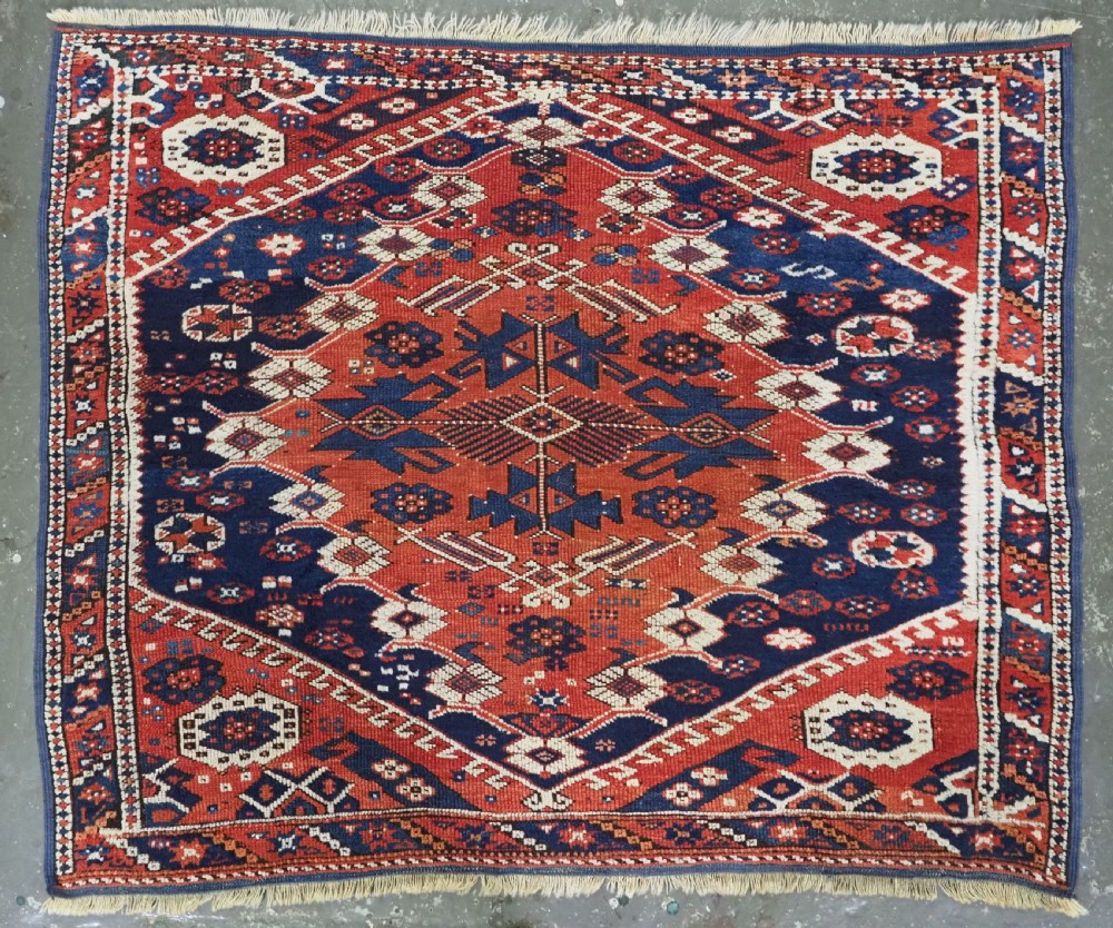 antique turkish kiz bergama rug of very small square size circa 185070