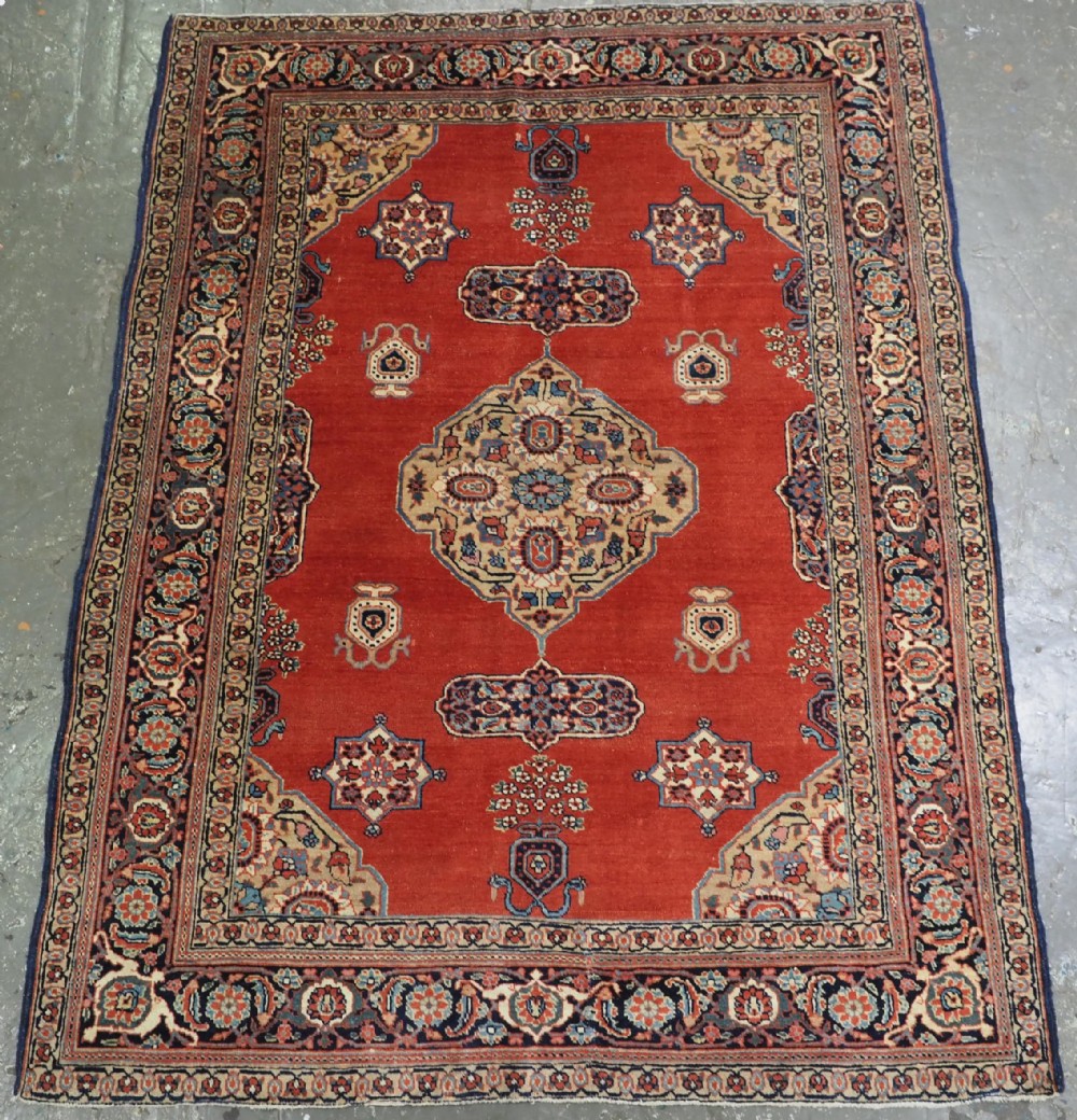 antique tabriz region village rug with fine weave and outstanding colour circa 1900