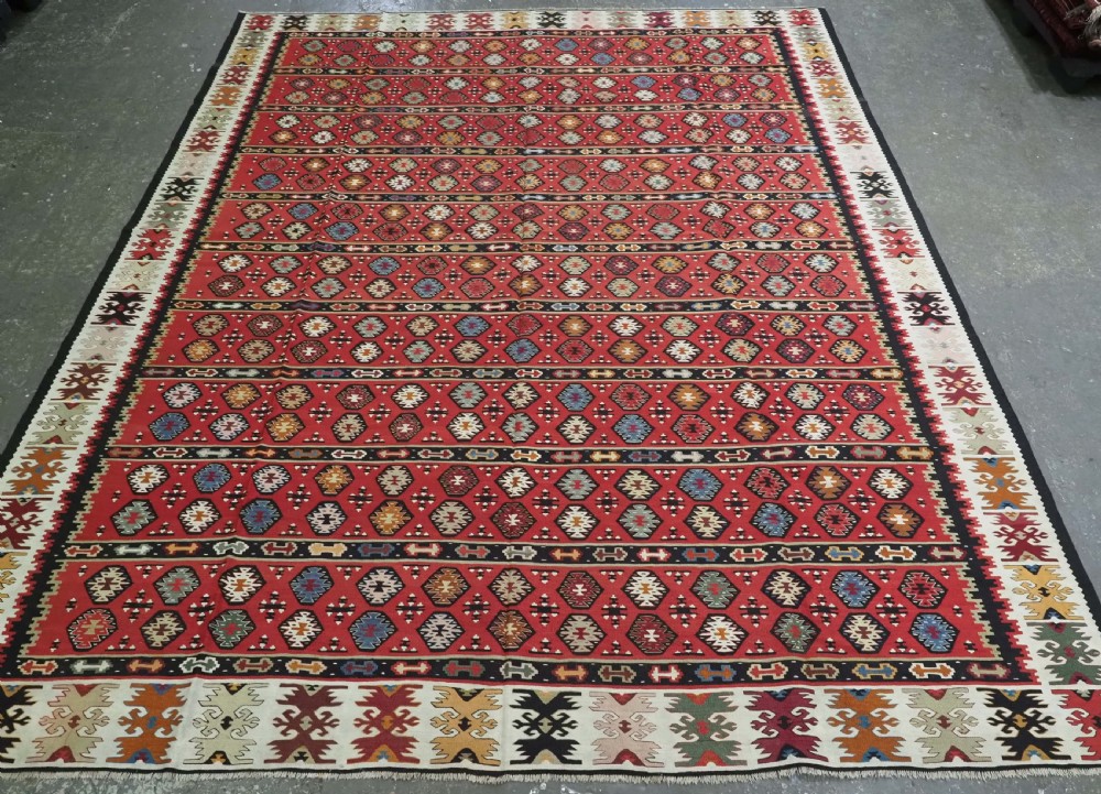 antique pirot sarkoy kilim of fine banded design large size superb condition circa 1920