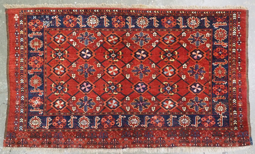 antique beshir turkmen chuval with mina khani design silk highlights circa 1890