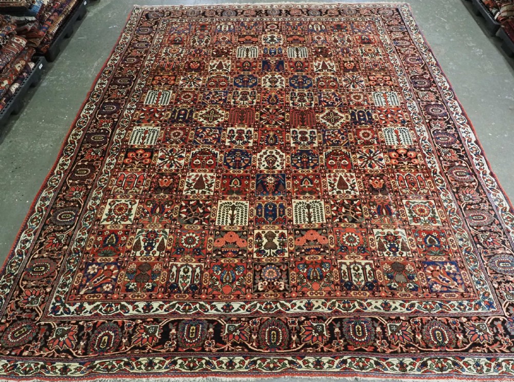 antique bakhtiari 'garden' carpet superb colours and large size circa 1900