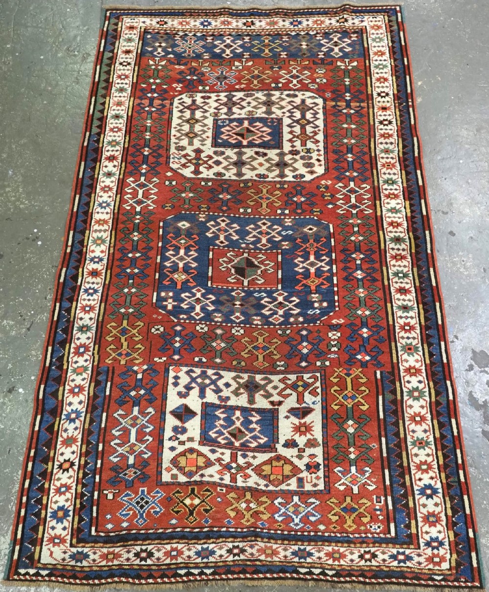 antique caucasian chajli rug unusual design variations circa 1880