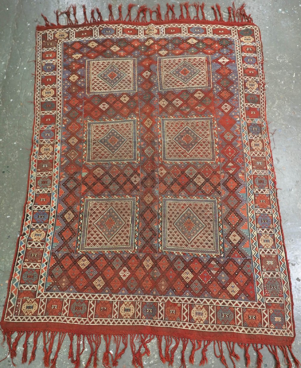 antique south west caucasian brocaded flatweave rug or verneh or zili circa 1890