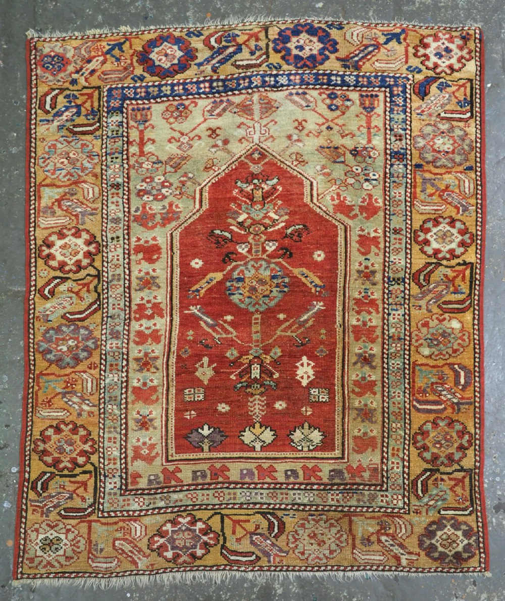 antique turkish konya region village prayer rug early 19th century