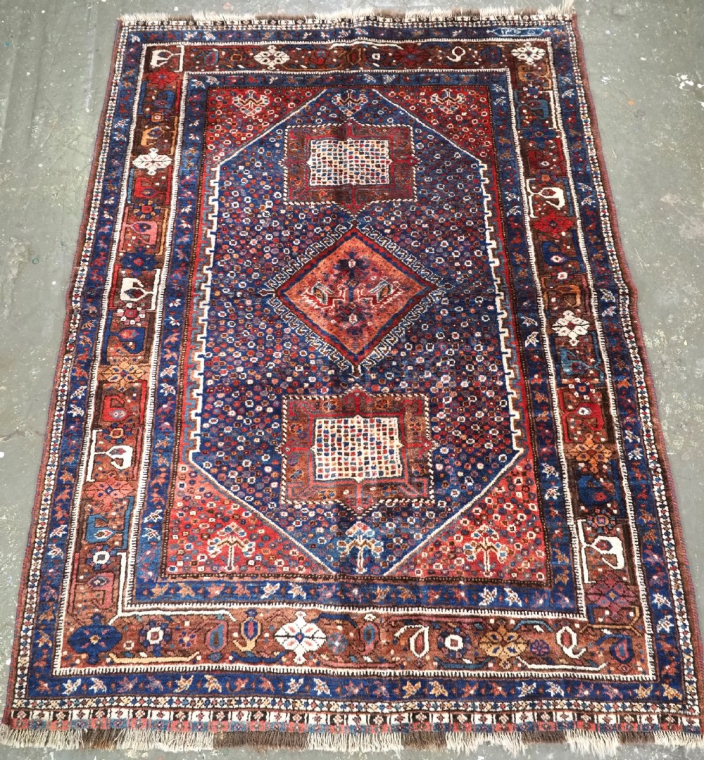 antique shiraz khamseh tribal rug outstanding condition circa 1920