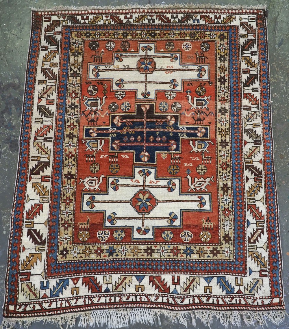 antique caucasian east caucasian shirvan baku rug of small size circa 1900