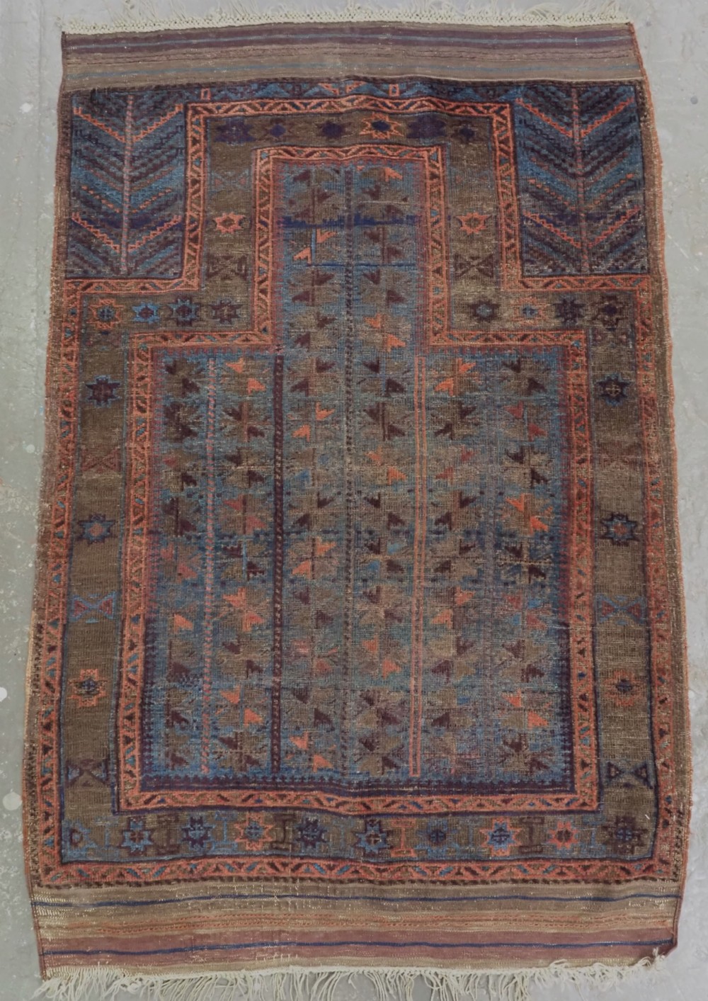 antique baluch or timuri blue ground prayer rug circa 1880