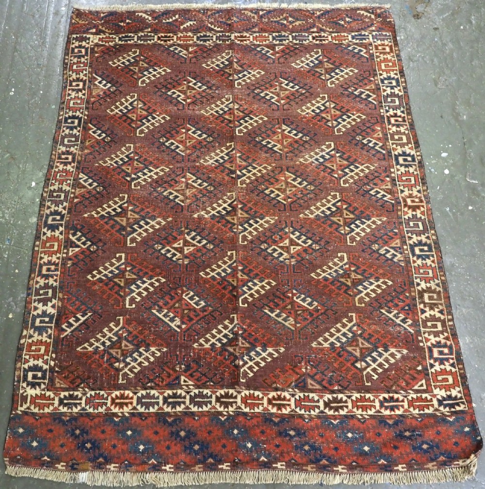 antique yomut turkmen rug with darnyk gul design circa 1870 or earlier