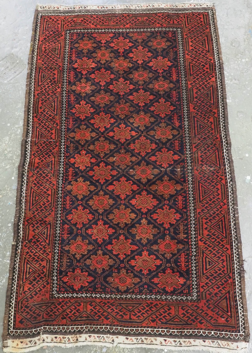 antique rug by the baluch tribes of khorasan provience circa 1880