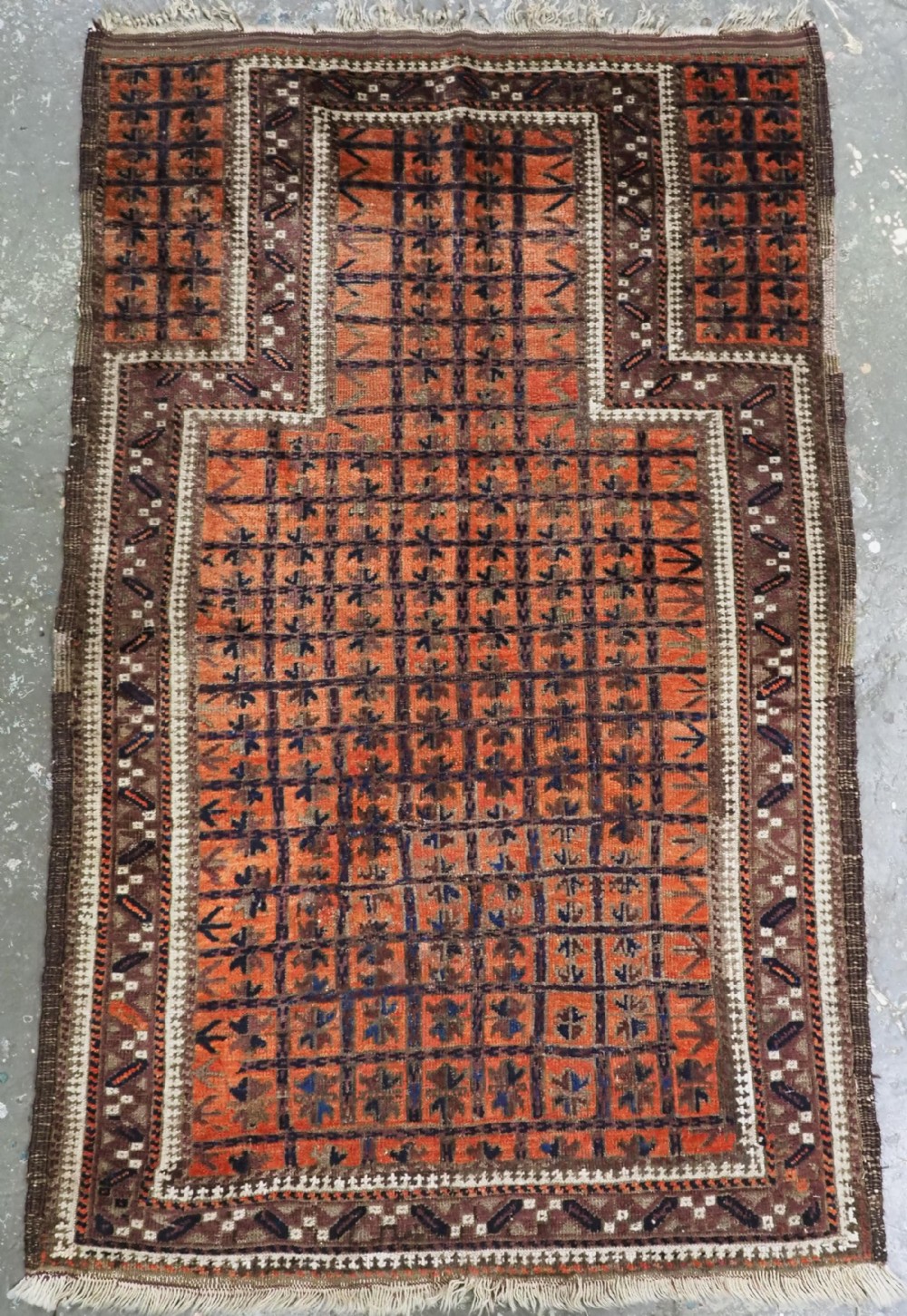 antique baluch pryer rug khorassan region unusual colour circa 1900