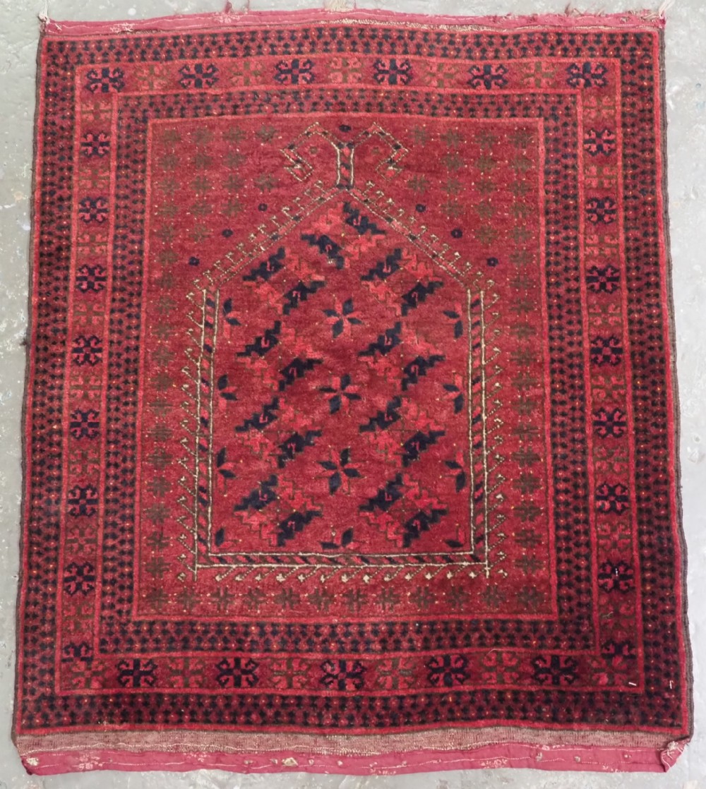 antique kizil ayak turkmen prayer rug rams horn mihrab circa 1900