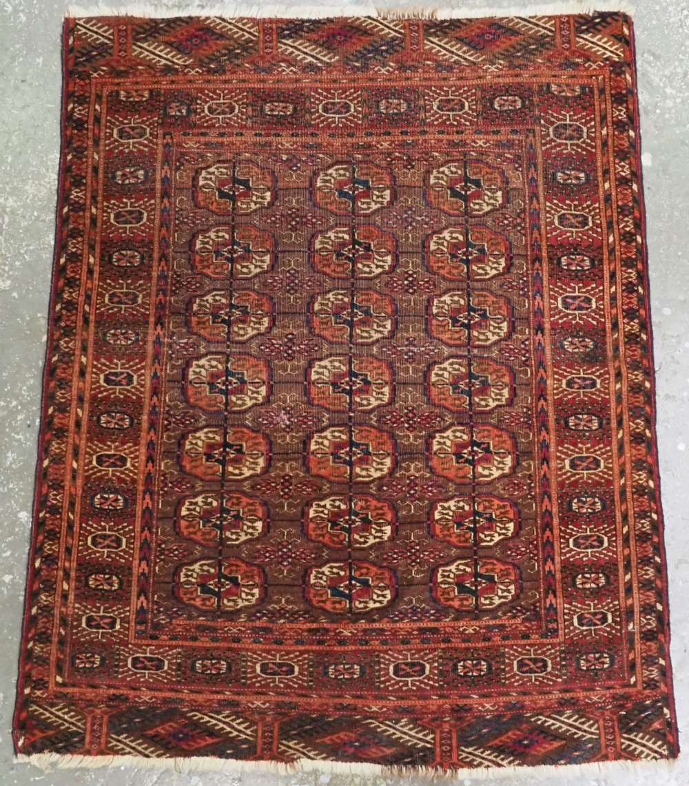 antique tekke turkmen dowry rug cochineal dye through out circa 1900