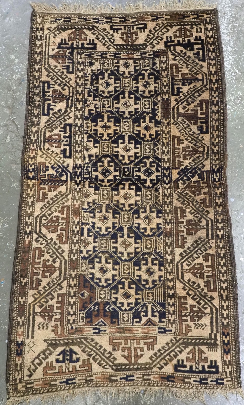 antique tribal khorasan baluch rug camel wool very rustic circa 1900