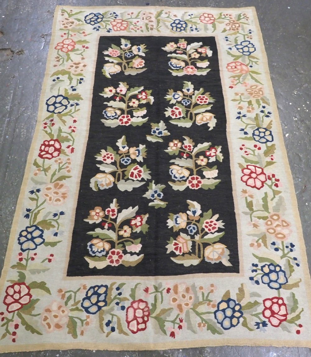 antique bessarabian kilim with large scale floral design late 19th century