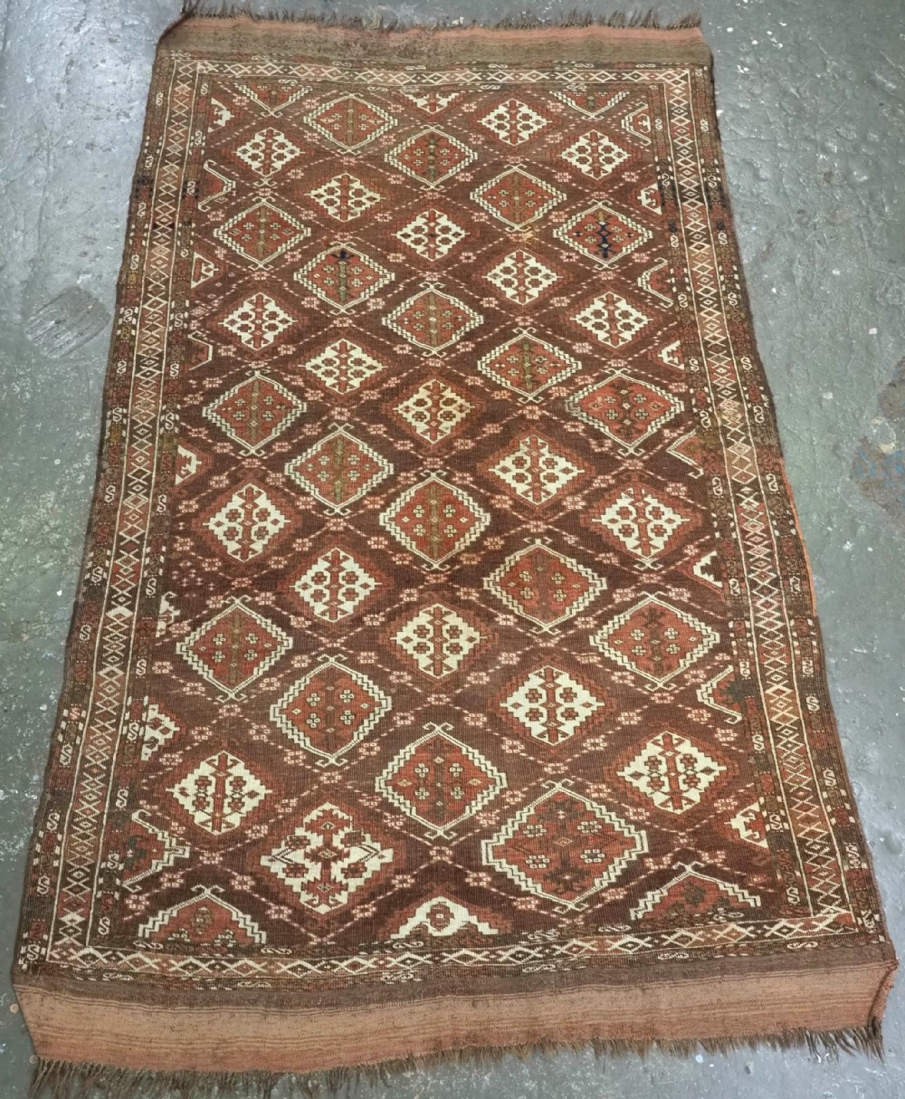 antique chodor turkmen rug small main carpet with ertmen gul design circa 1880