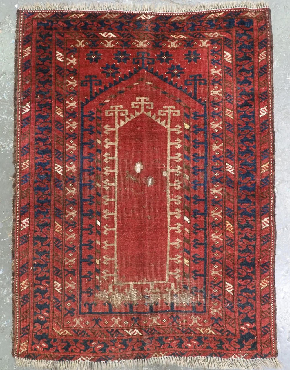 antique turkmen prayer rug probably kizil ayak very archaic example circa 1850 or earlier