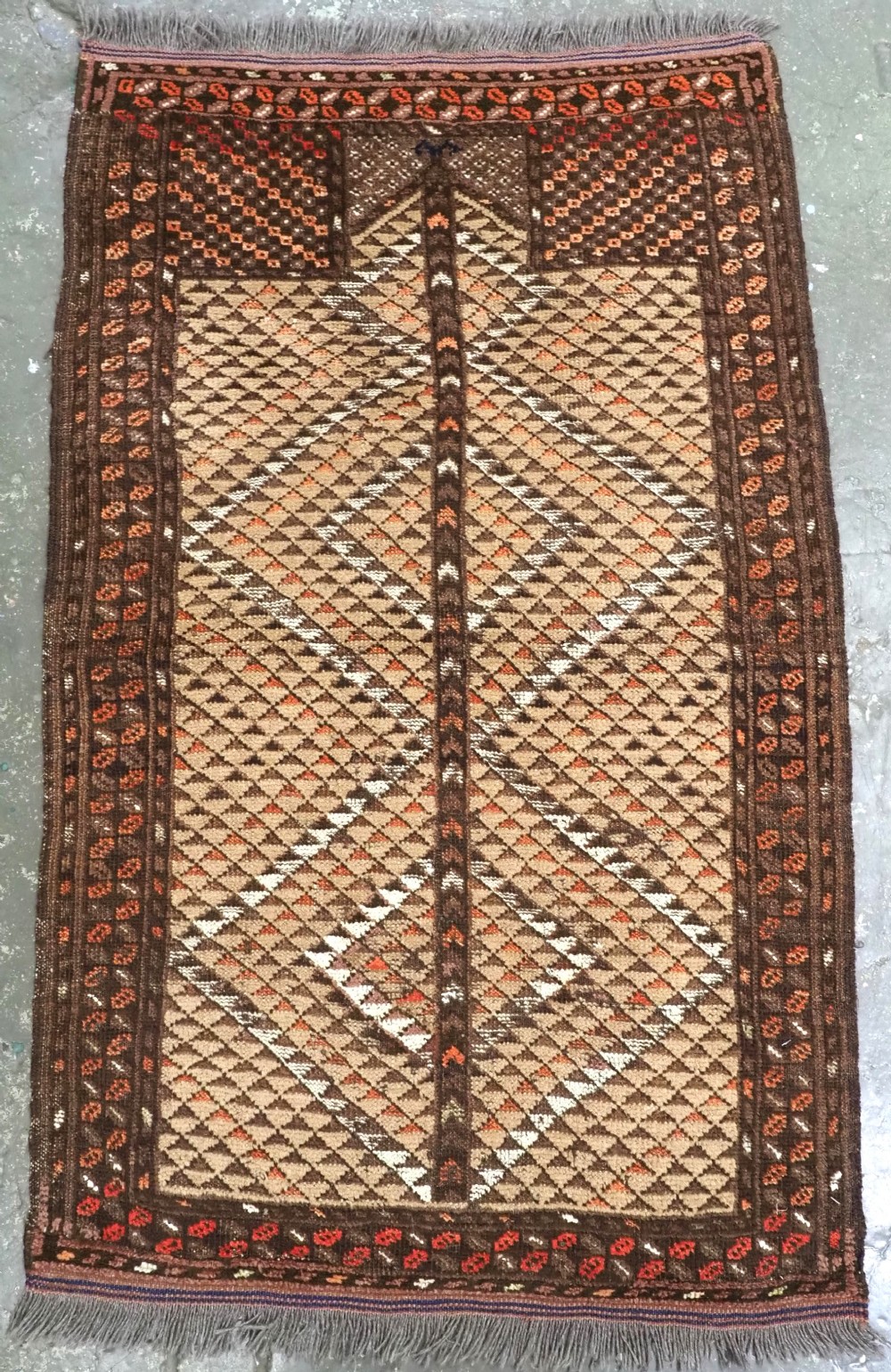 antique kizil ayak turkmen prayer rug of scarce design circa 190020