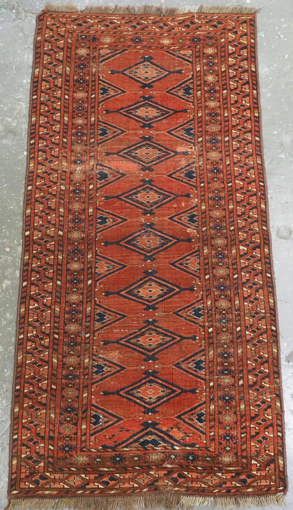 antique ersari turkmen rug of rare form great study item circa 1850 or earlier