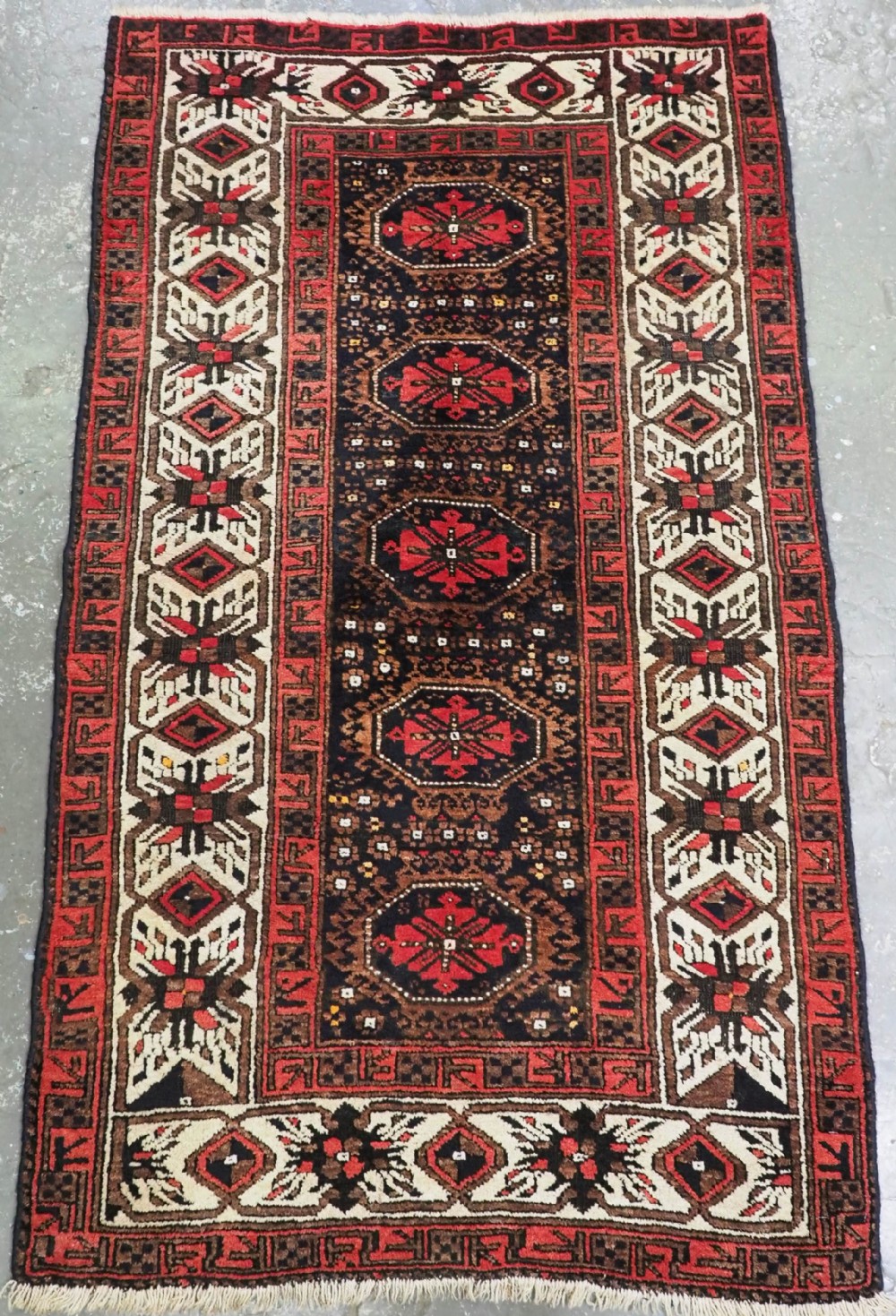 antique arab baluch rug ferdows region spectacular border circa 1900