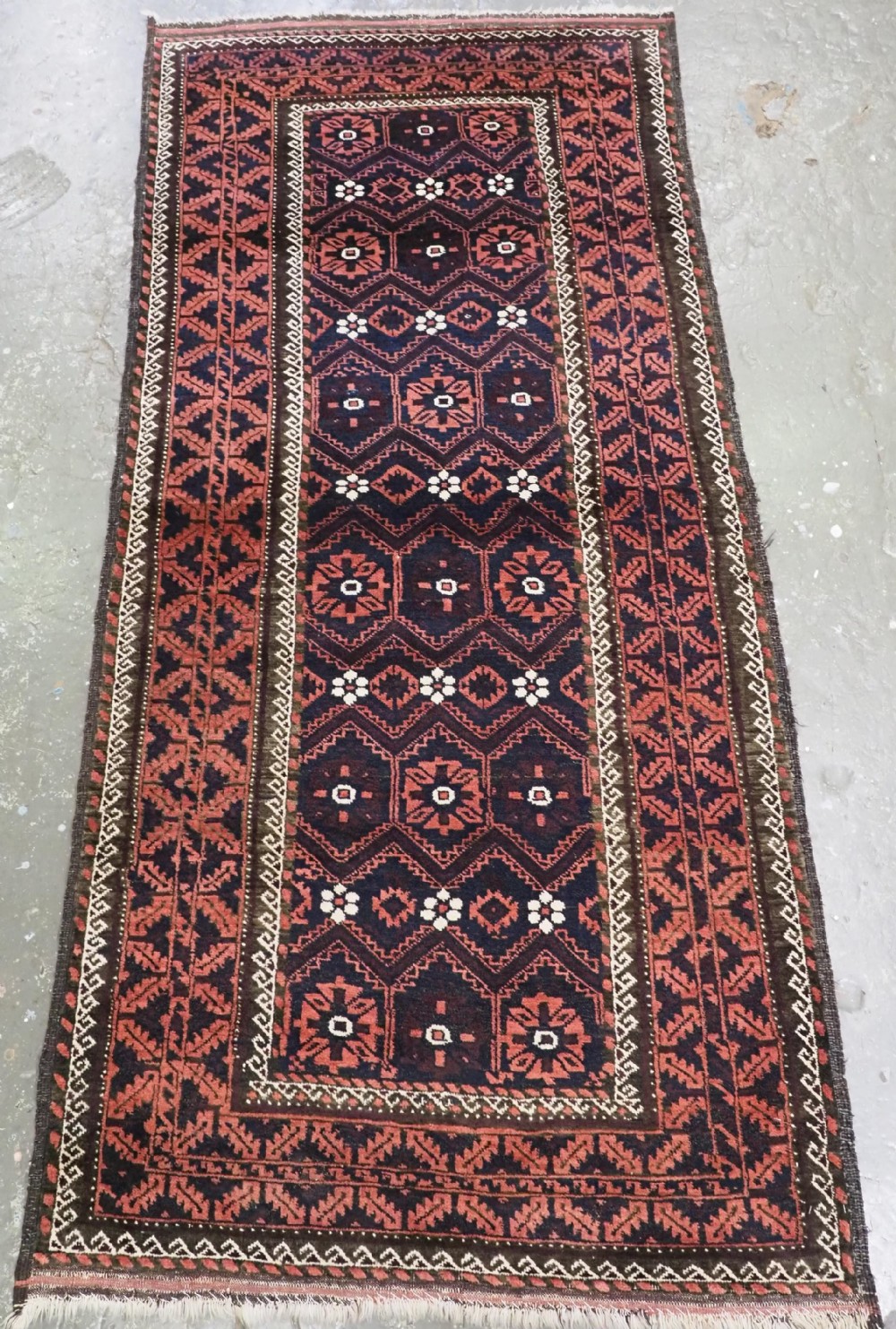 antique khorasan baluch rug with mina khani design circa 1900