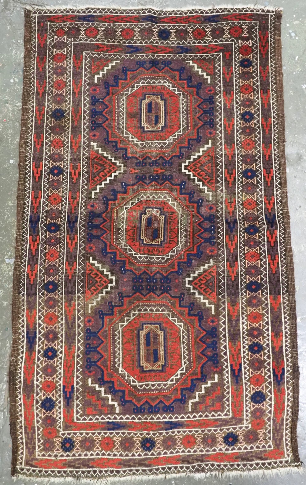 antique khorasan baluch rug possibly salar khani with large guls circa 1900