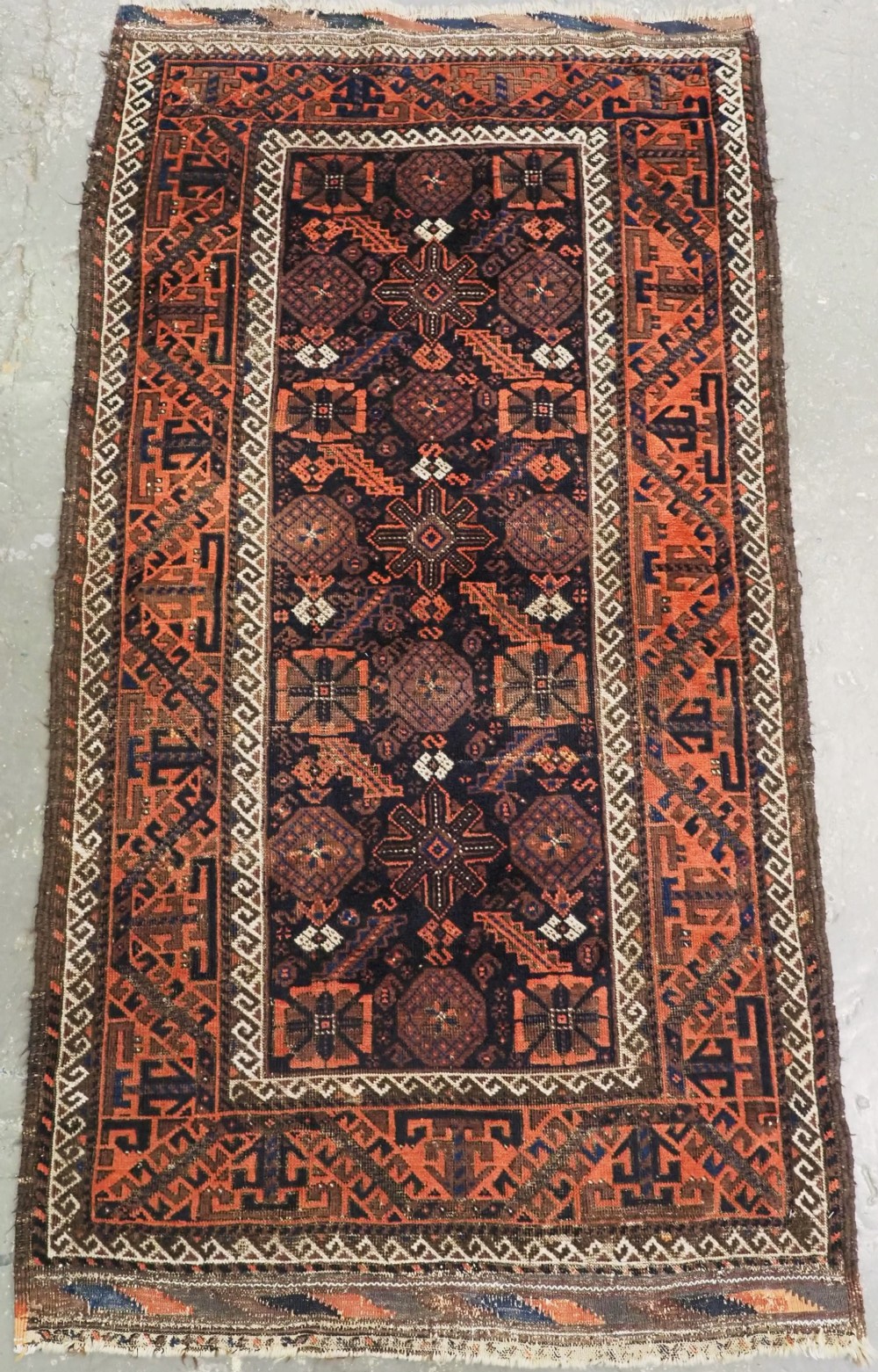 antique khorasan baluch rug with mina khani variant design circa 1880