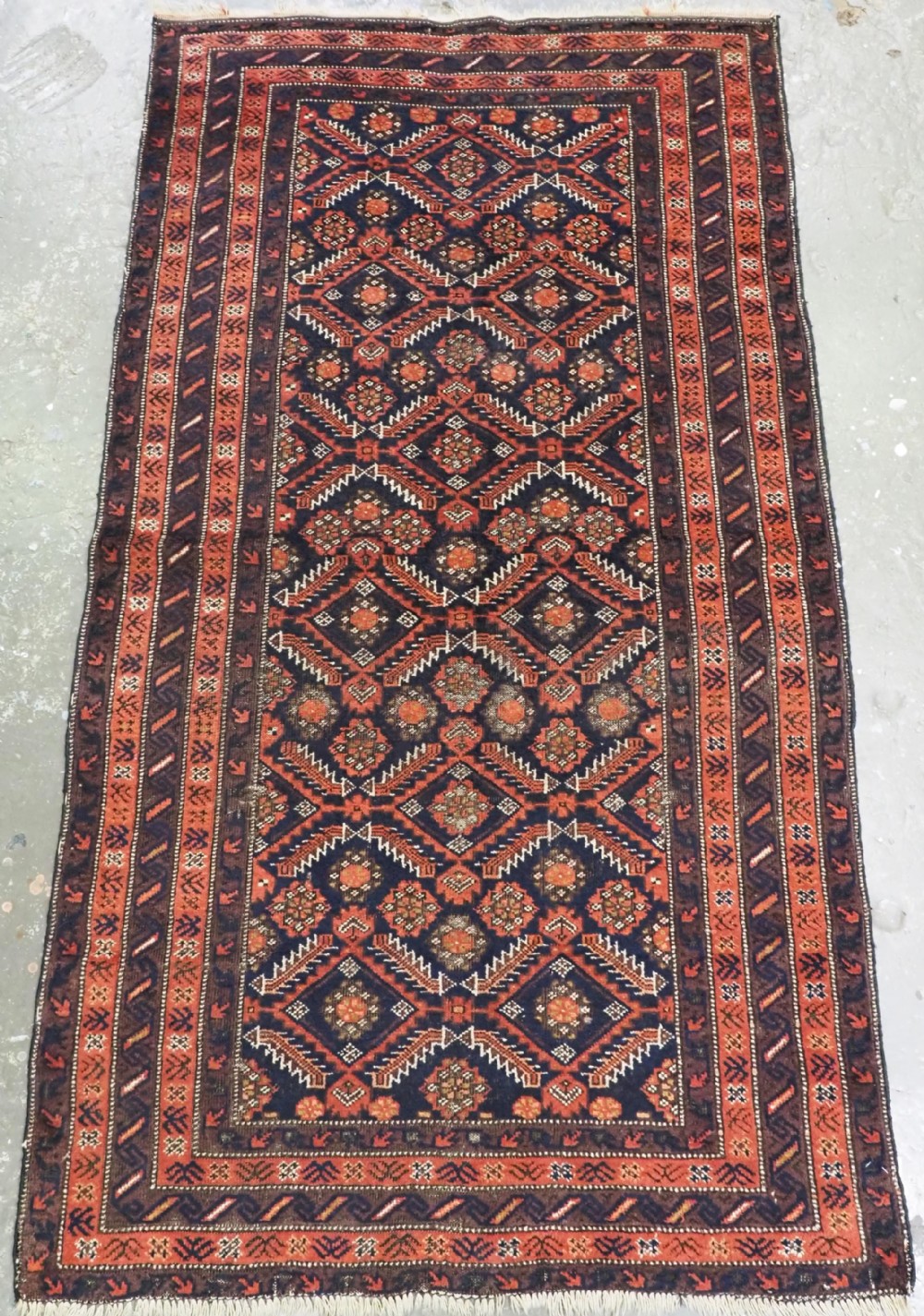 antique salar khani baluch rug with herati design circa 1900