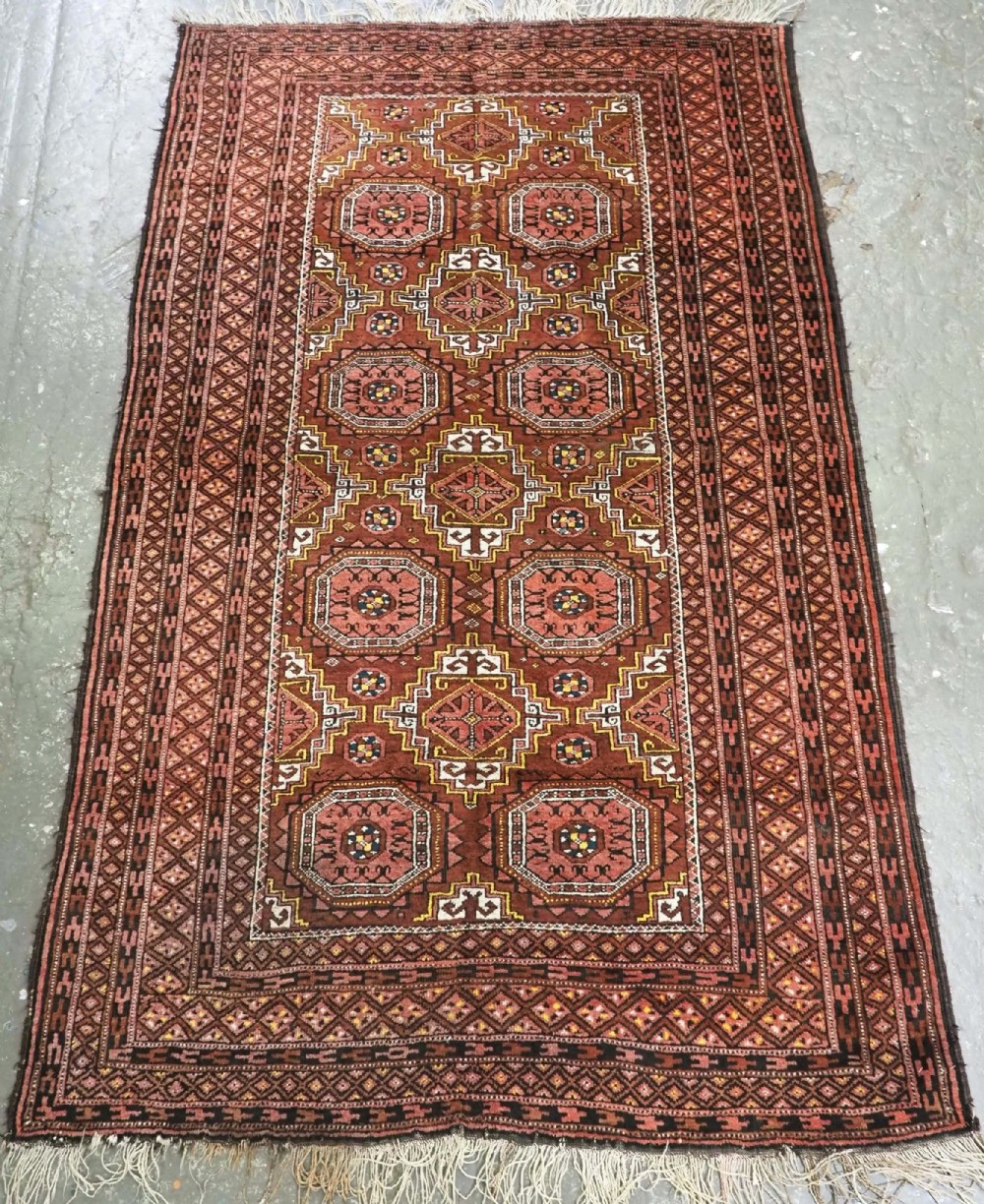 antique salar khani baluch rug large gul design circa 1900