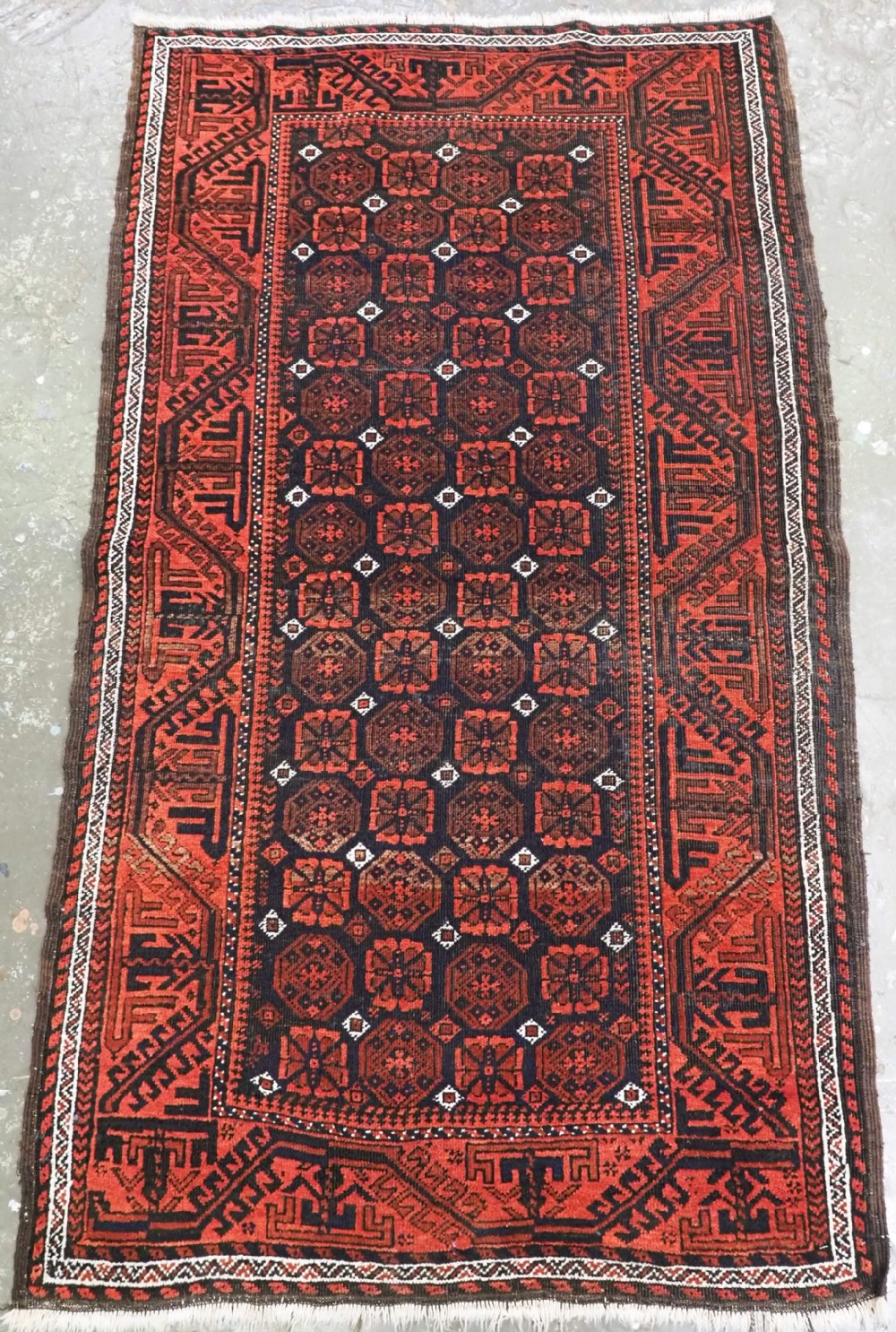 antique khorasan baluch rug with mina khani design circa 1900