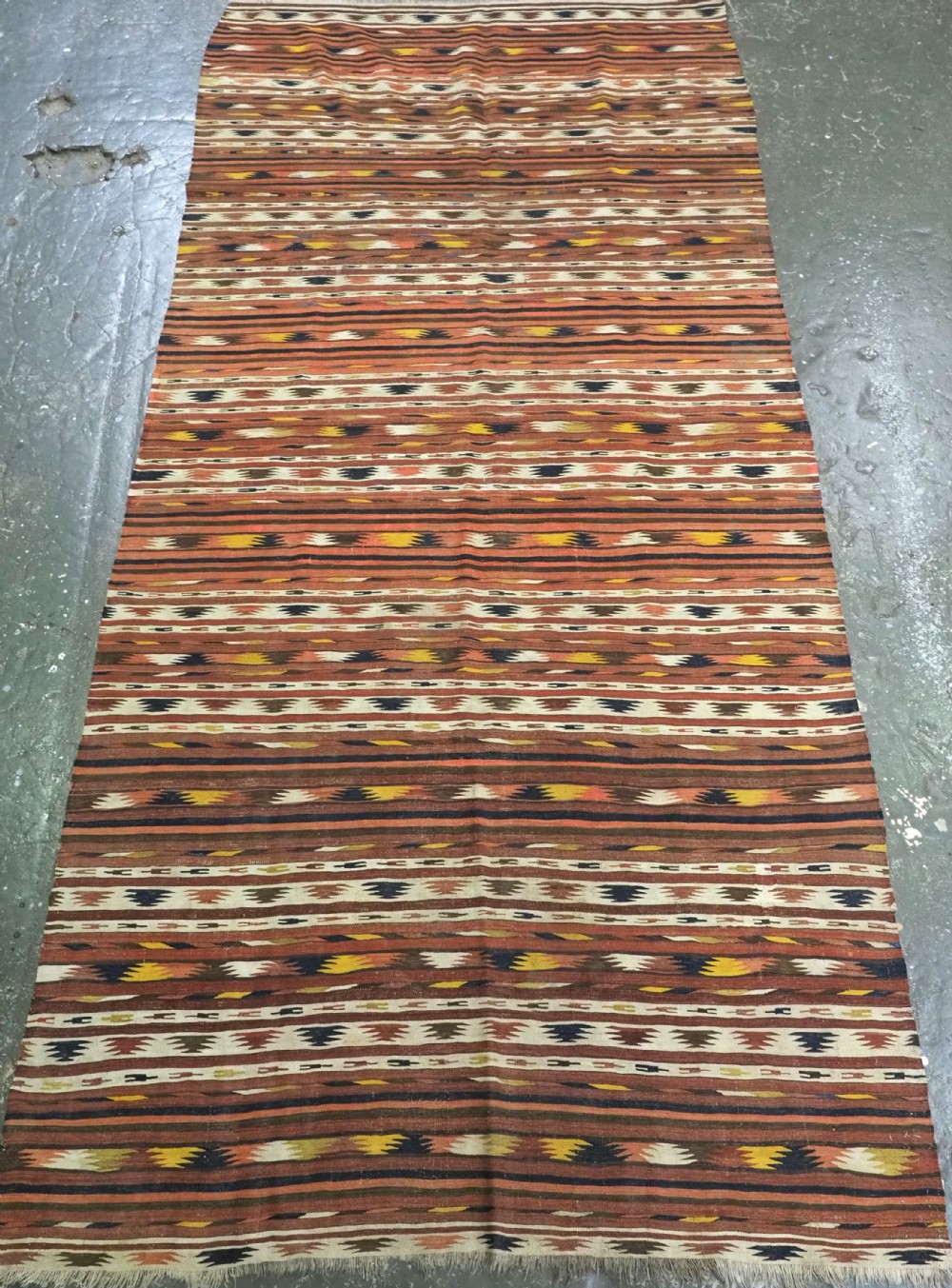 antique turkmen dali kilim very fine weave banded design circa 1880