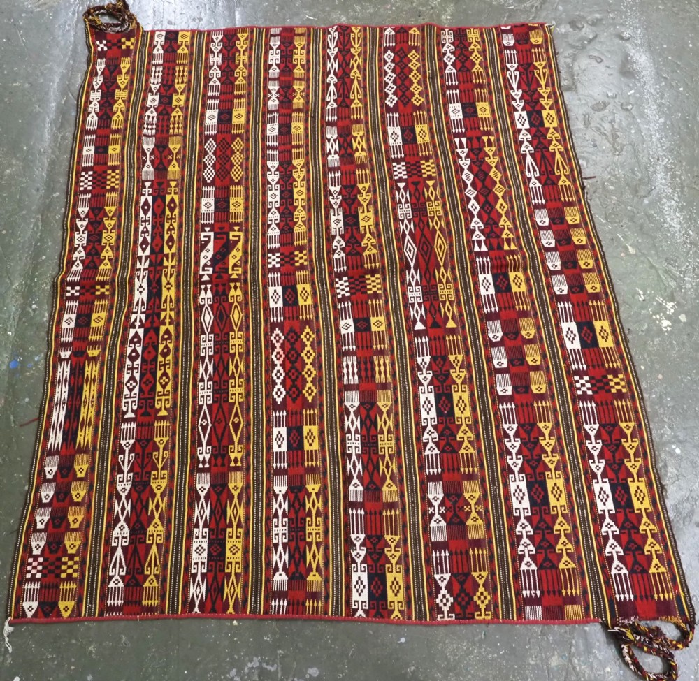 antique uzbek gajeri ghudjeri kilim small size probably made from a tent band circa 190020