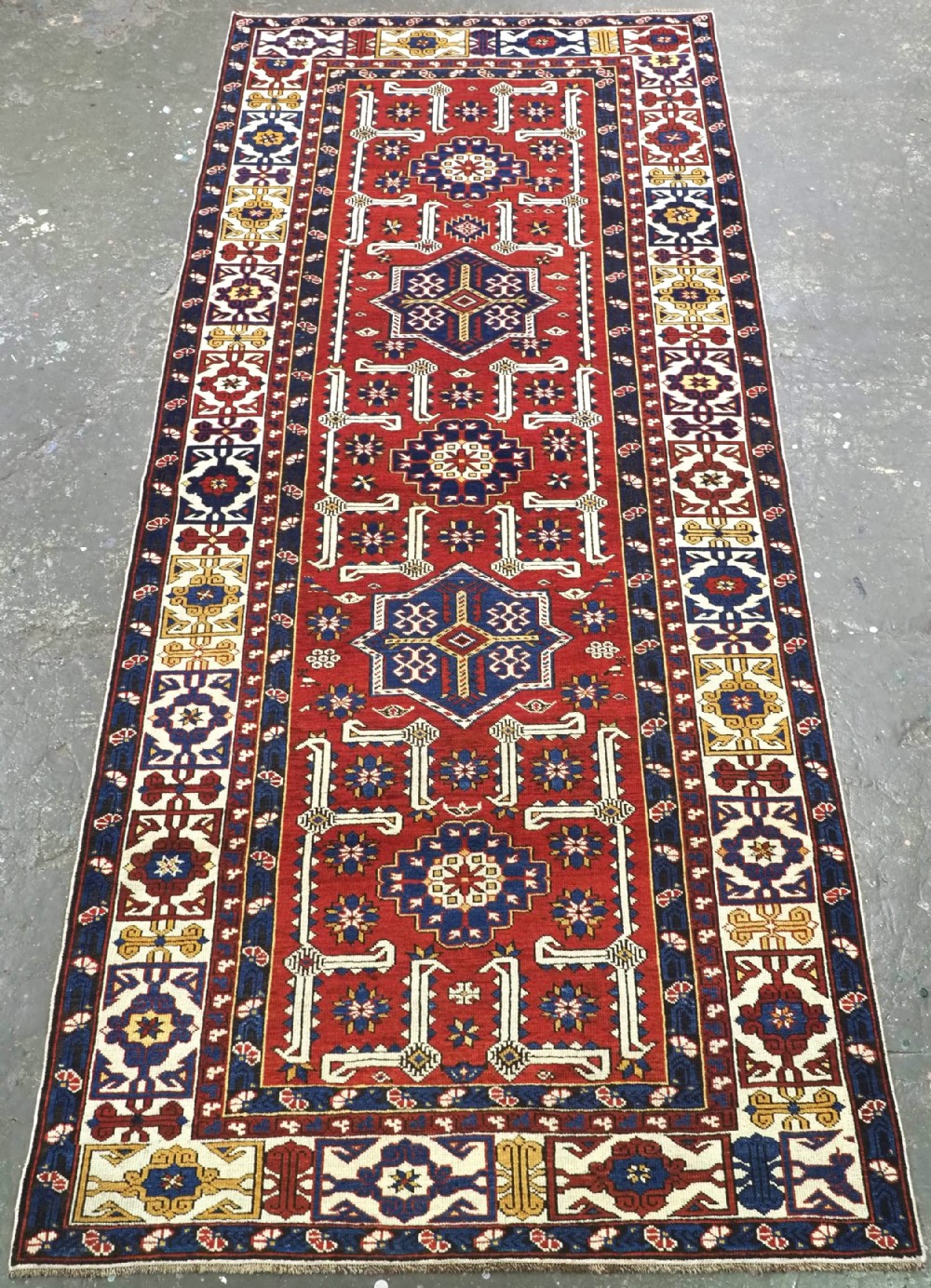 antique caucasian shirvan kuba region rug with afshan design circa 1900