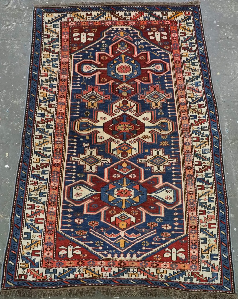 antique caucasian armenian erivan rug classic triple lobbed medallion design circa 1920