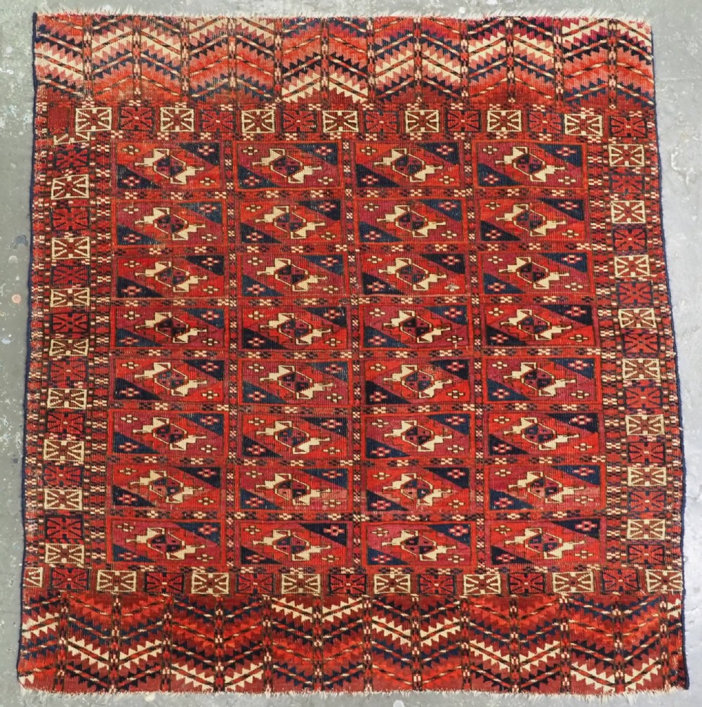 antique tekke turkmen wedding dowry rug 'aina gul' design circa 1880