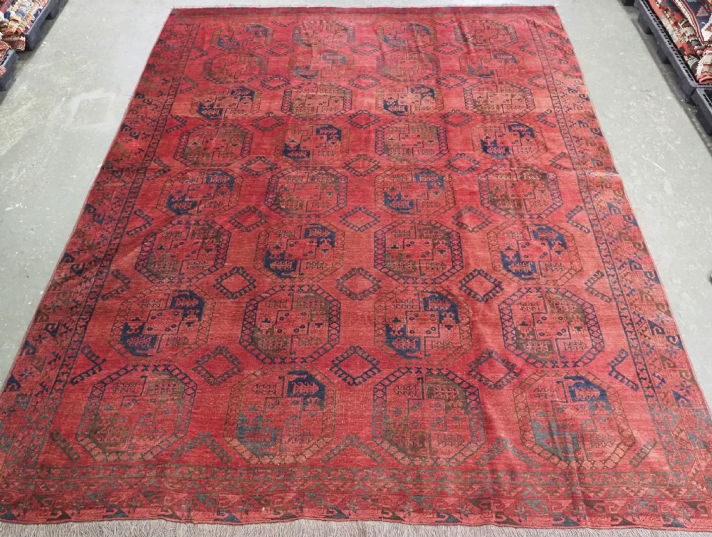 antique afghan ersari carpet superb warm red colour circa 1900