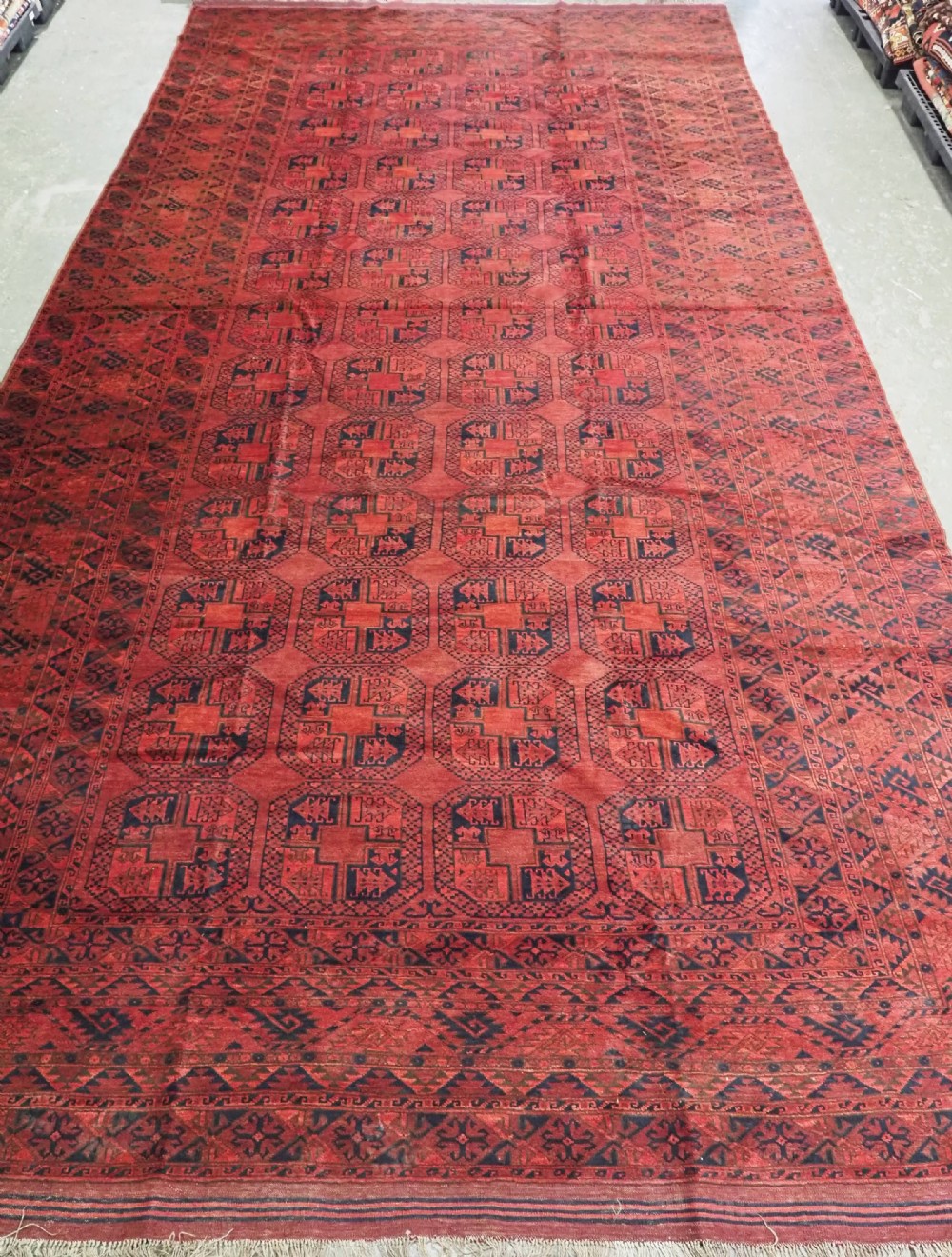 antique afghan ersari turkmen carpet of exceptionally large size perfect condition circa 1900