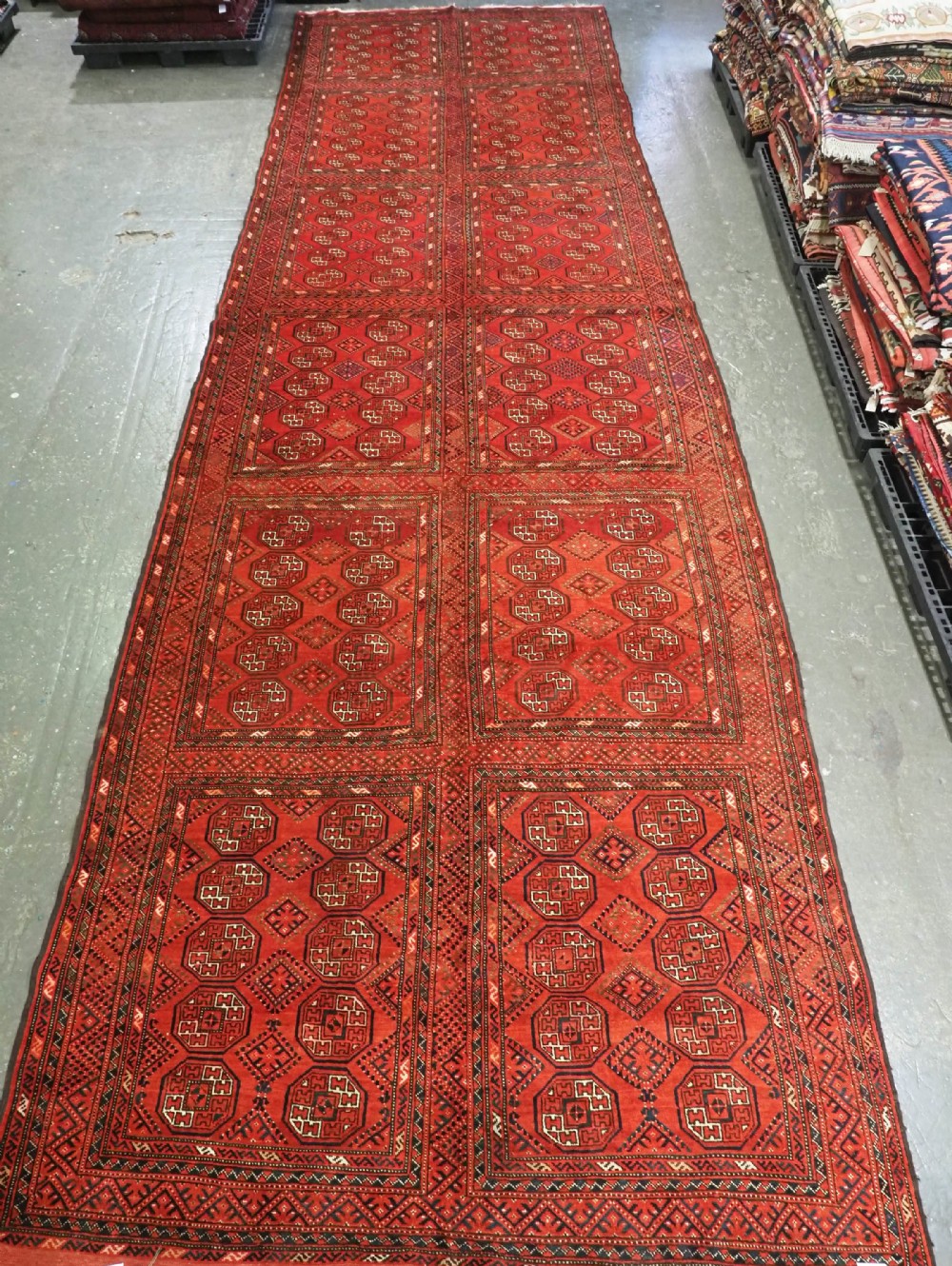 antique kizil ayak turkmen audience or mosque carpet rare example circa 1900