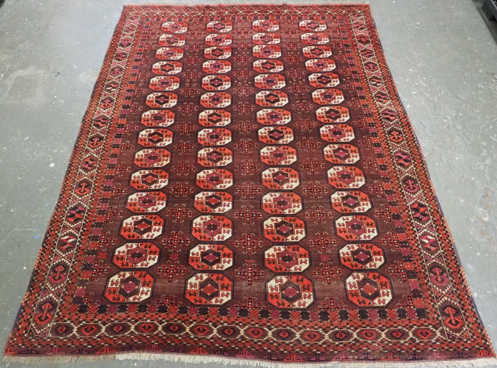 antique kizil ayak turkmen main carpet excellent rich colours circa 1880