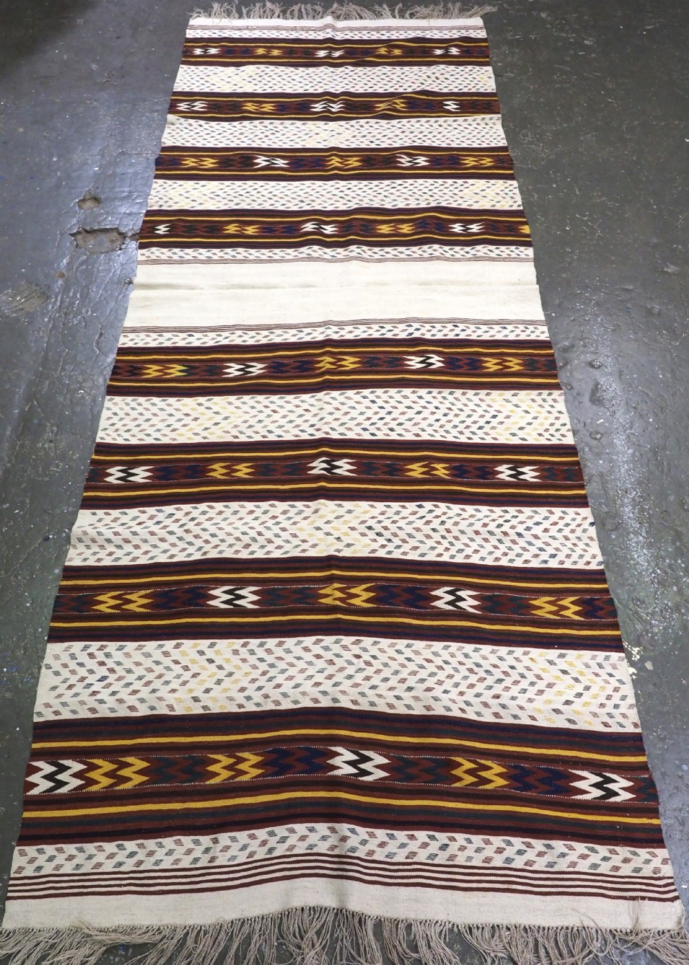 antique central asian uzbek tartari 'safid' kilim striking design circa 190020