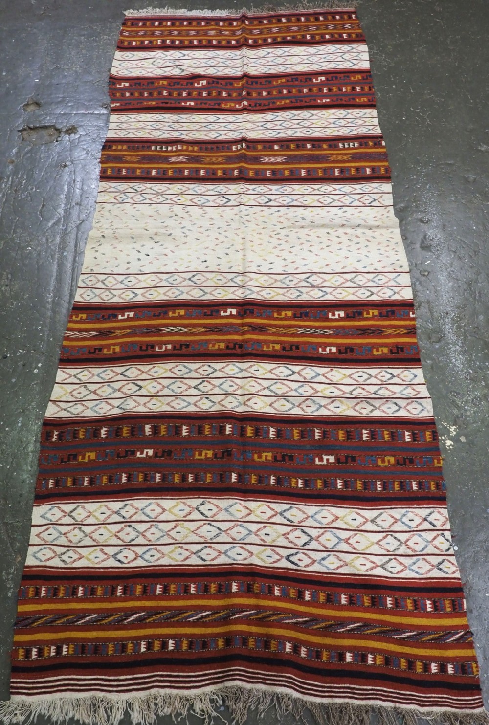 antique central asian uzbek tartari 'safid' kilim banded design circa 190020