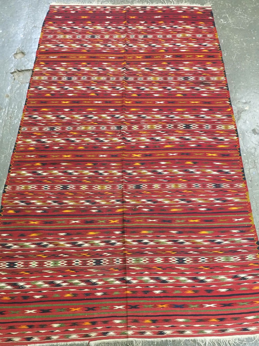 antique turkmen banded 'dali' kilim very fine weave circa 190020