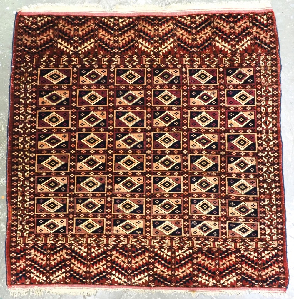 antique tekke turkmen dowry rug with 'aina' gul design very fine weave circa 1880