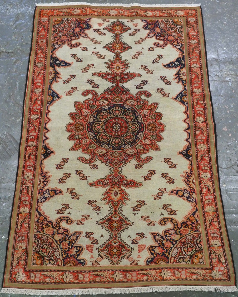 antique malayer rug with ivory ground butterflies circa 190010