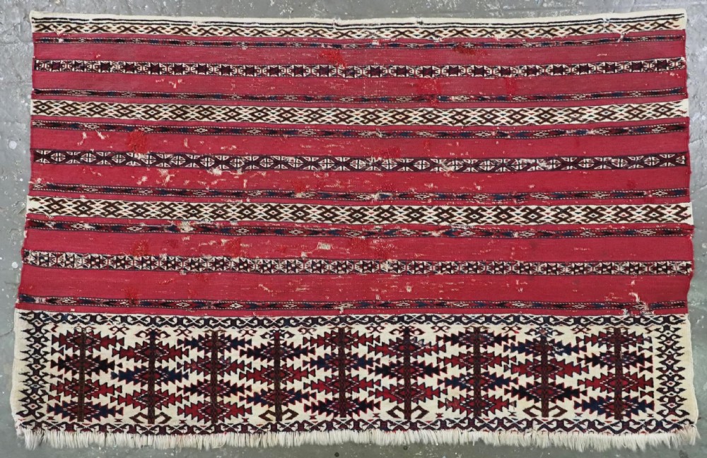 antique tekke turkmen 'ak' chuval face circa 1860