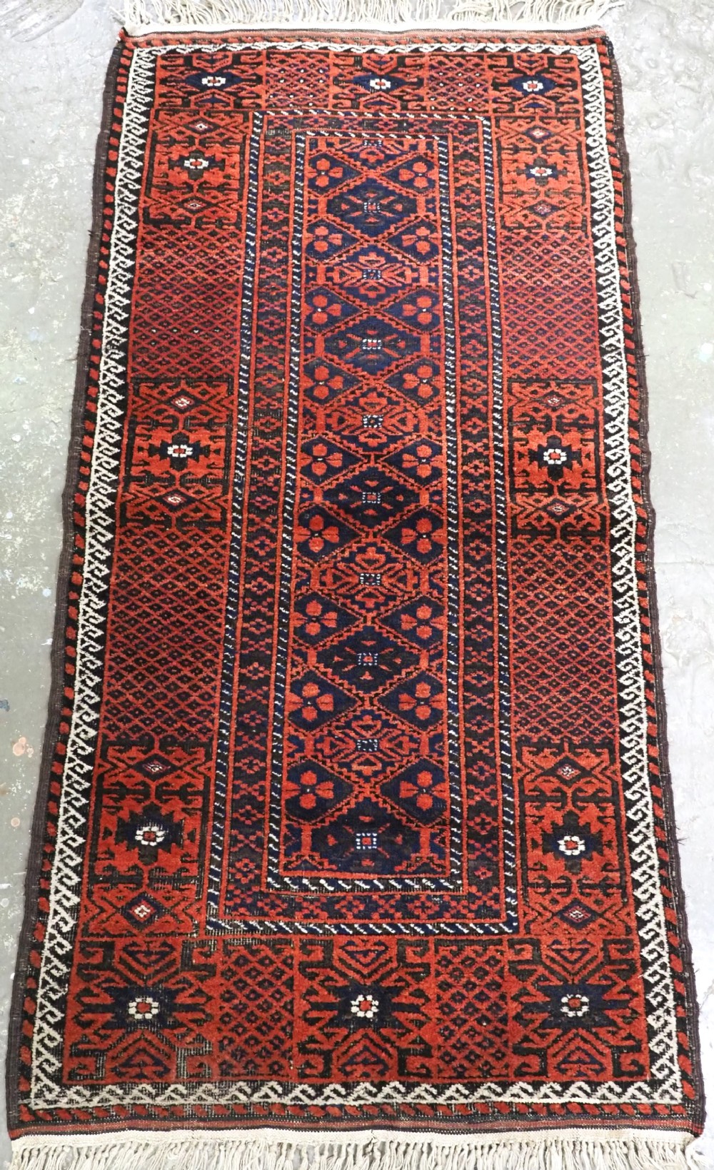 antique khorasan baluch rug with mina khani variant design circa 190020