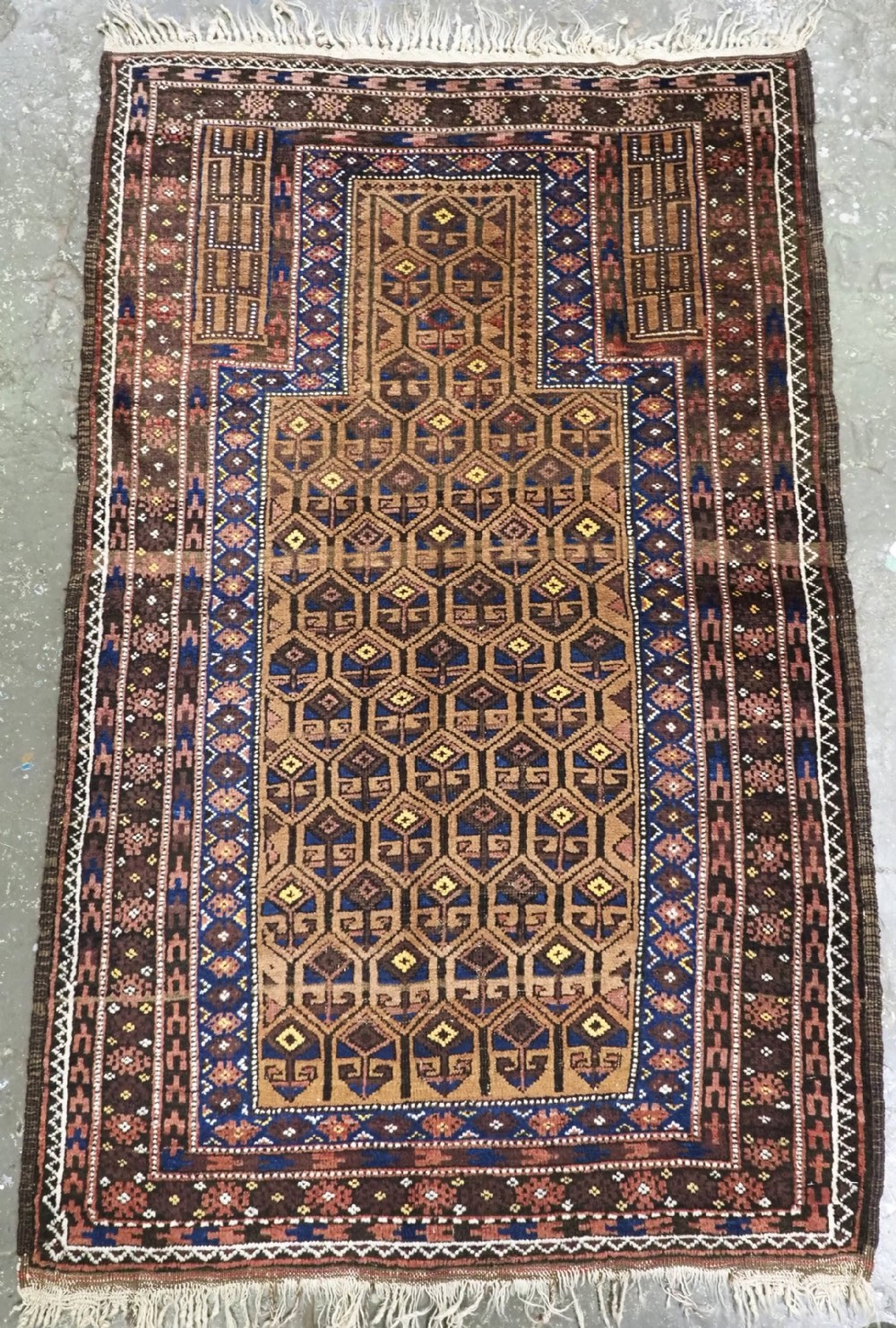 antique baluch timuri prayer rug western afghan border lands circa 1900