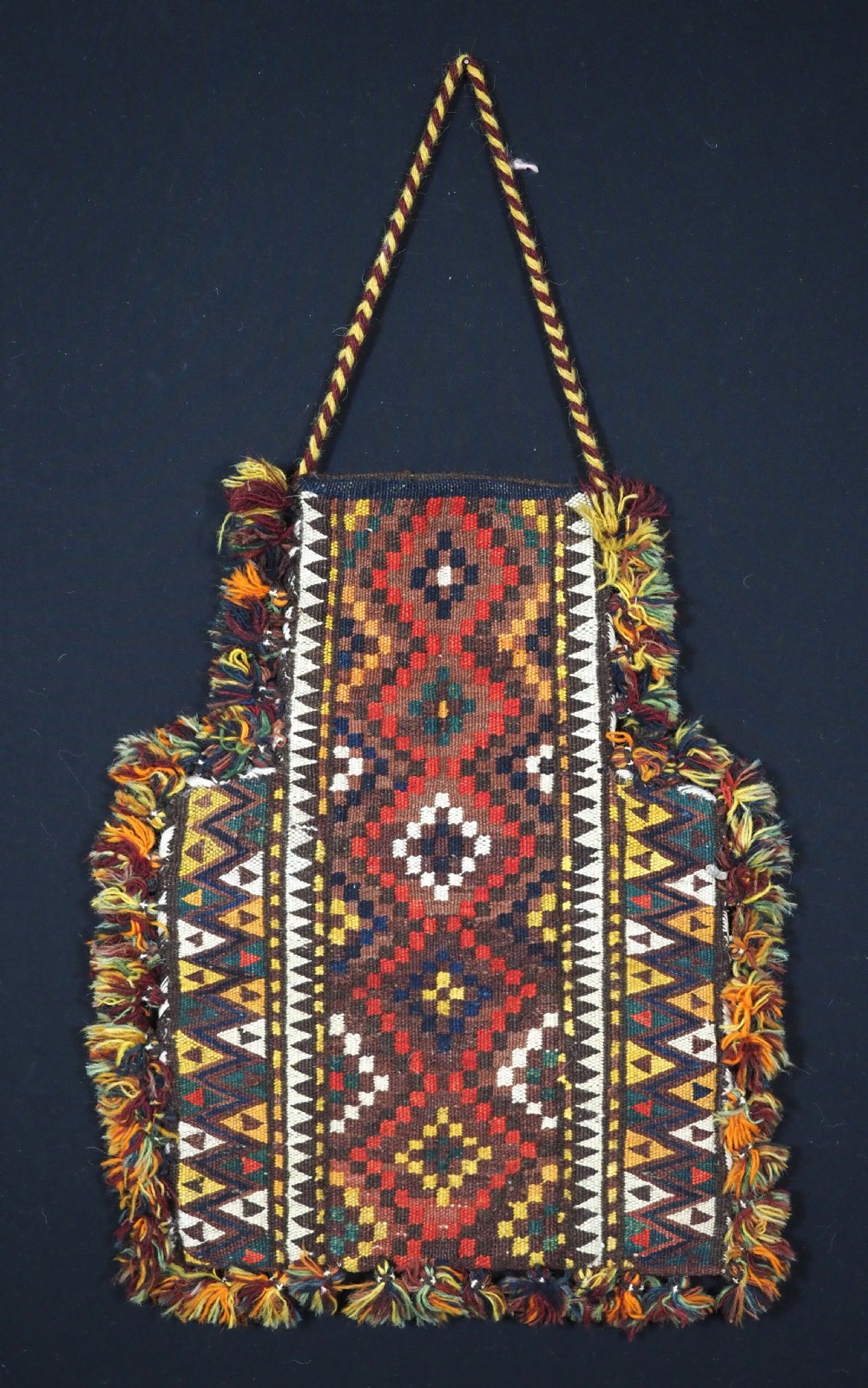 antique salt bag namakdan by the uzbek tartar nomads circa 1900