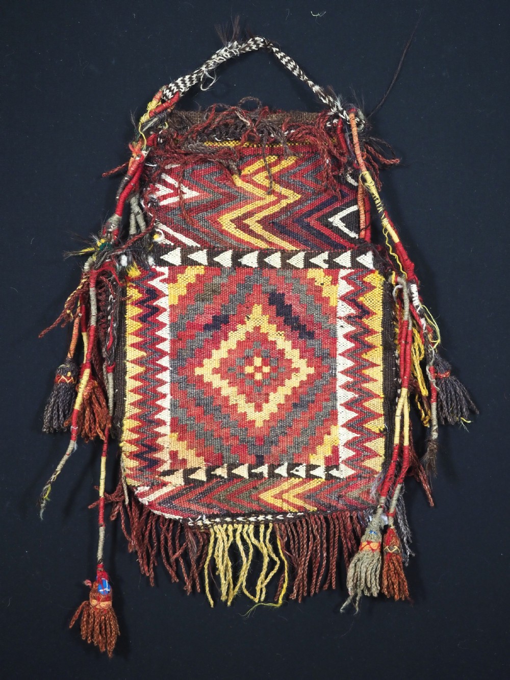 antique salt bag namakdan by the uzbek tartar nomads circa 1900