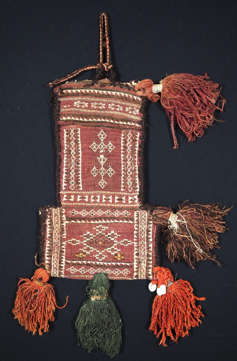 antique salt bag namakdan by the zaggar mengal baluch nomads circa 1900